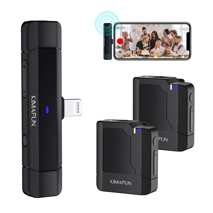 KIMAFUN 2.4G Drahtloses Lavalier Mikrofon für i_Phone, Kabelloses Ansteckmikrofon Wireless Echtzeitü