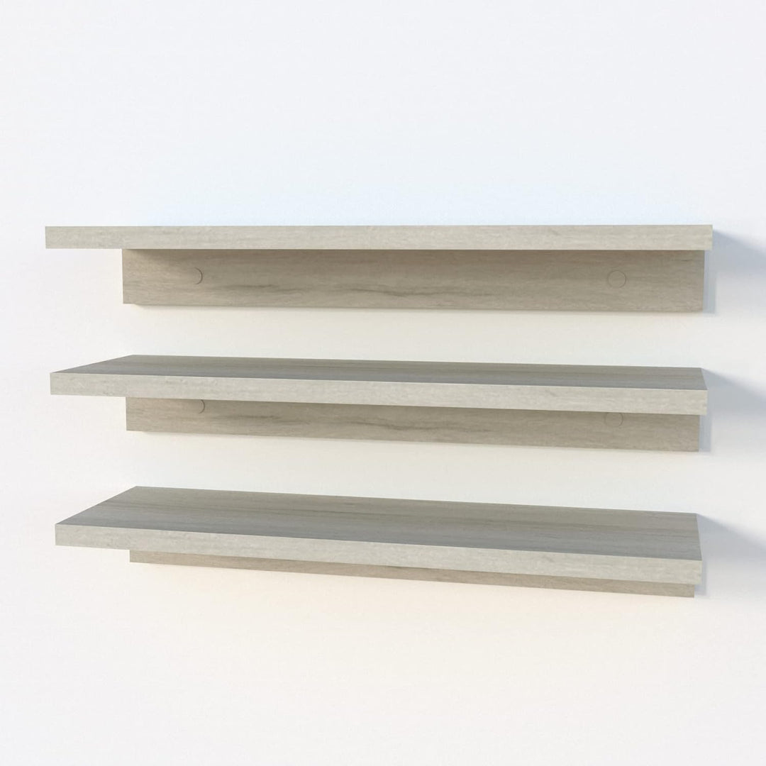 Henor Set mit 3 Wandregalen aus Holz 55 x 17 x 7.5 cm. Eiche Stel 3x55 Eiche Stel, 3x55 Eiche Stel