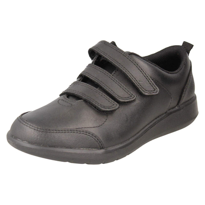 Clarks Jungen Scape Sky K Sneaker 28 EU Weit Schwarzes Leder, 28 EU Weit Schwarzes Leder