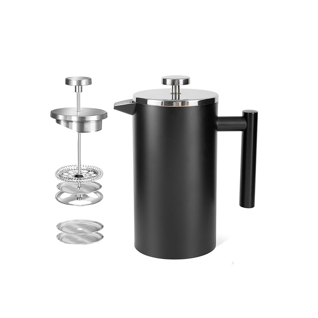 MaxMiuly French Press Thermo mit Warmhalte-Funktion,Kaffeebereiter aus doppelwandigem Edelstahl 0,65