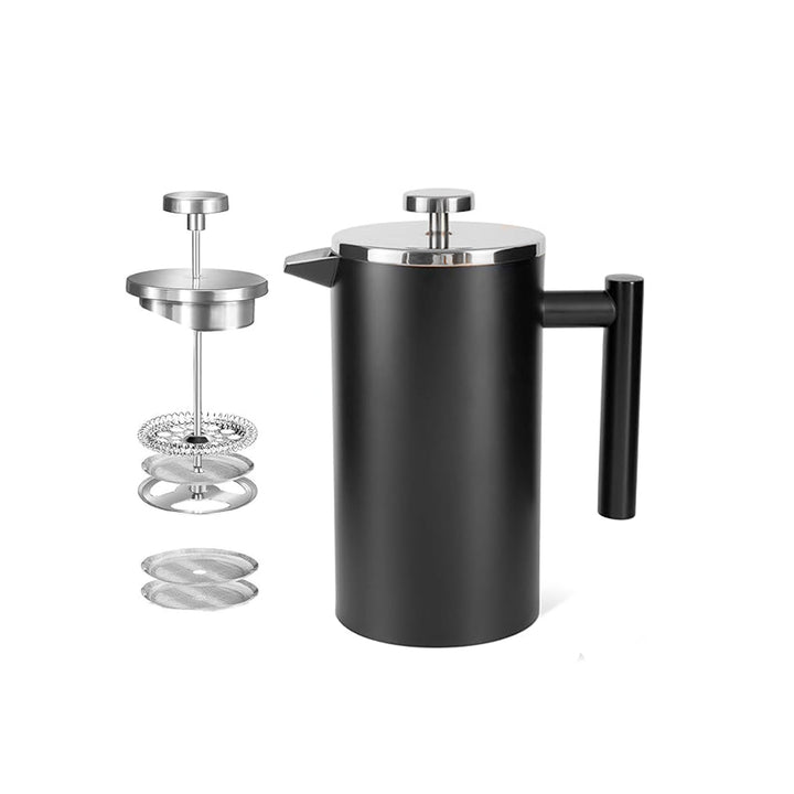 MaxMiuly French Press Thermo mit Warmhalte-Funktion,Kaffeebereiter aus doppelwandigem Edelstahl 0,65