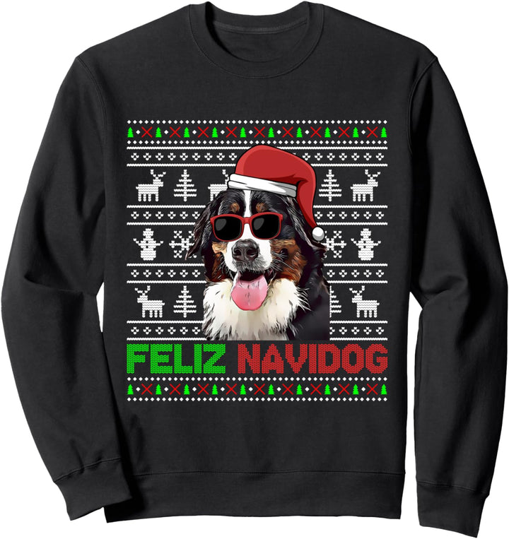 Berner Sennenhund Feliz Navidog Lustige Weihnachten Sweatshirt