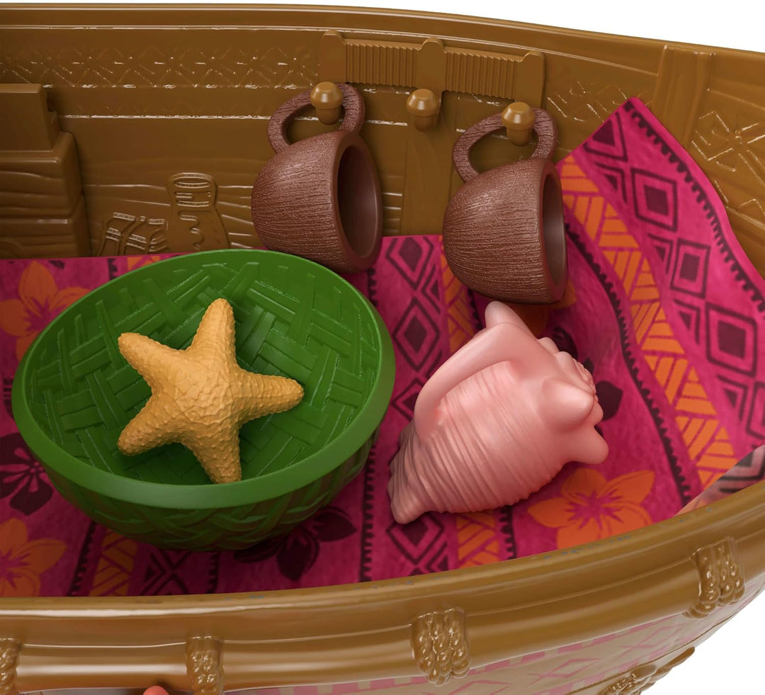 Mattel Disney Spielzeuge, Vaiana schwimmendes Boot-Spielset mit 5 Spielbereichen, 9 Zubehörteilen,