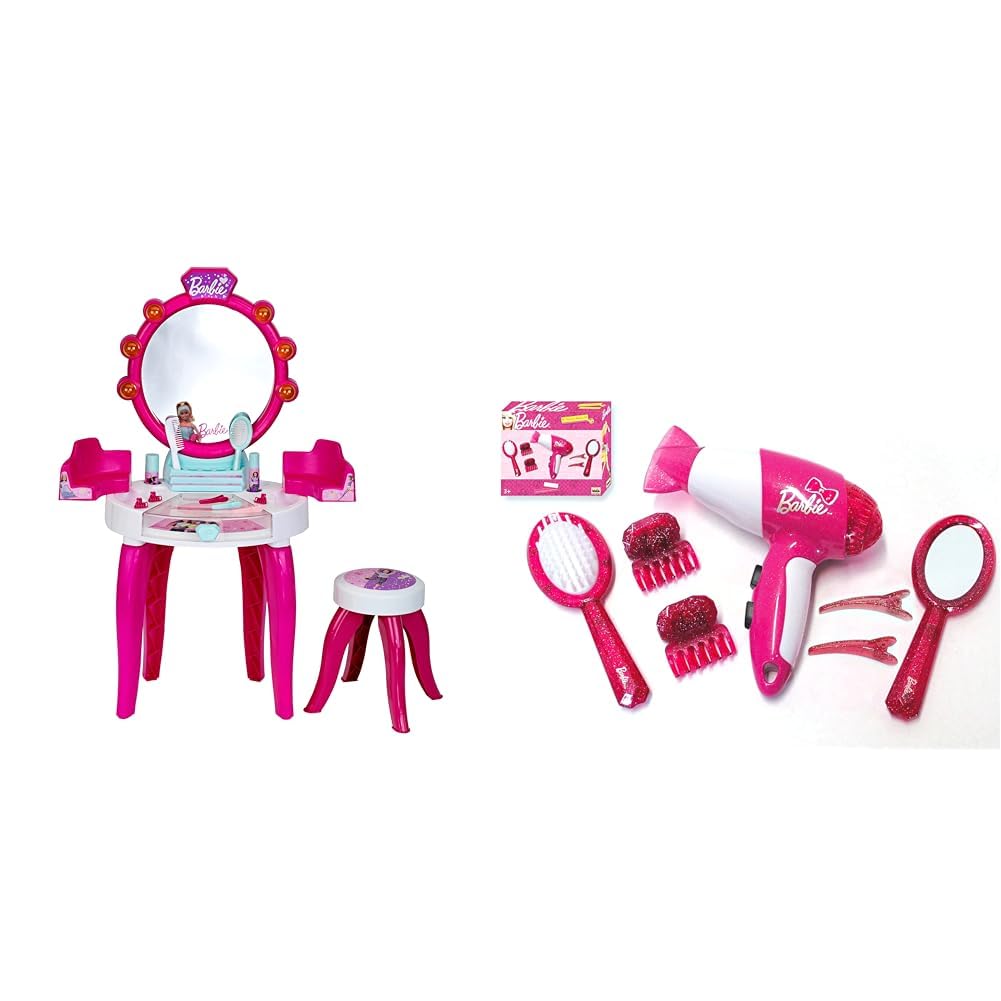 Theo Klein 5328 Barbie Schönheitsstudio mit Licht- und Soundfunktion & 5790 Barbie Frisier-Set I Zub