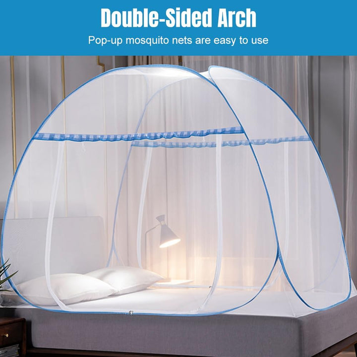 mizikuu Moskitonetz Bett, Pop up Doppeltür Moskitozelt 150 * 200cm Tragbare Faltbares Bett-Moskitone