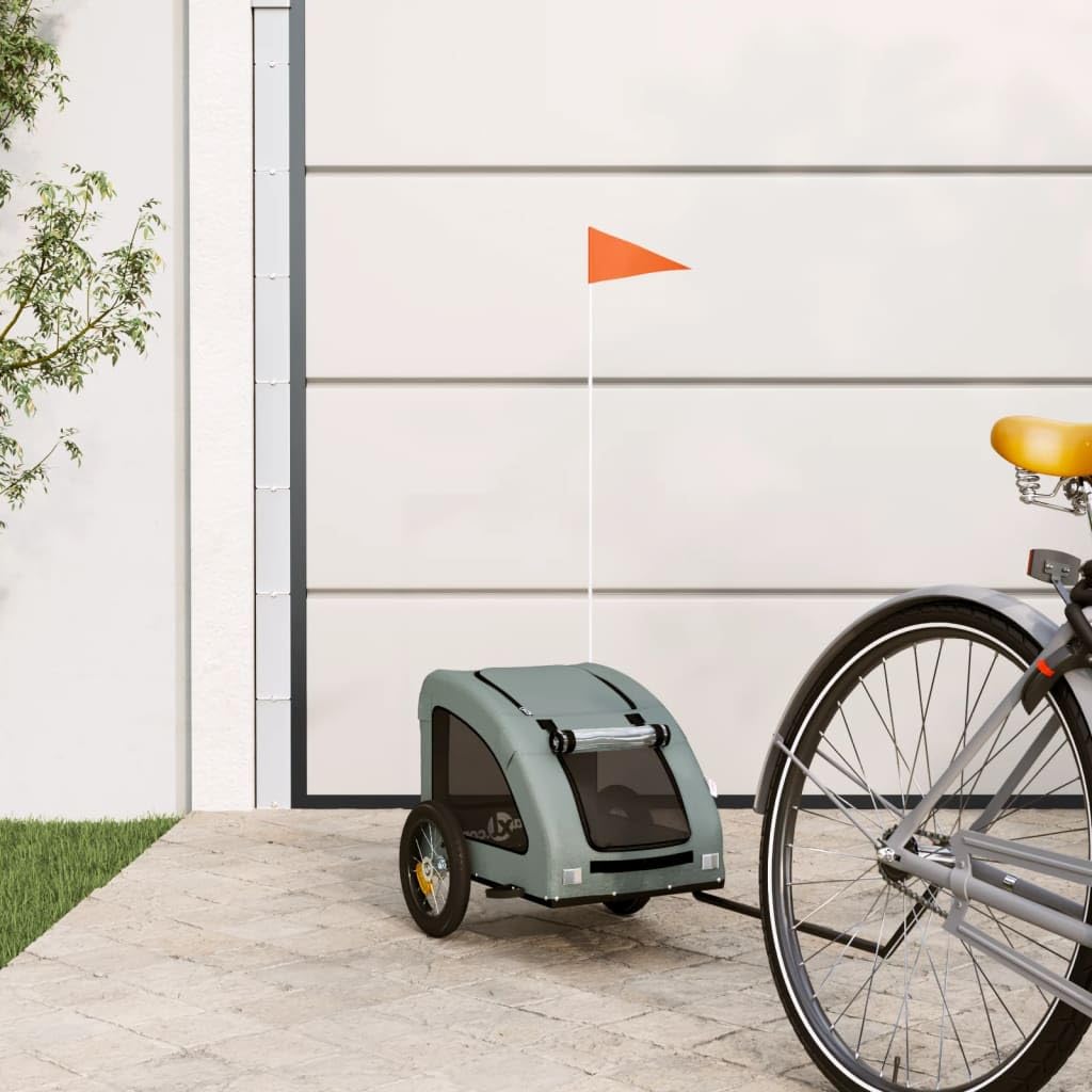 FENLAX Fahrradanhänger Hunde Grau Oxford-Gewebe und Eisen 124x53x53 cm Haustier Fahrradanhänger Haus