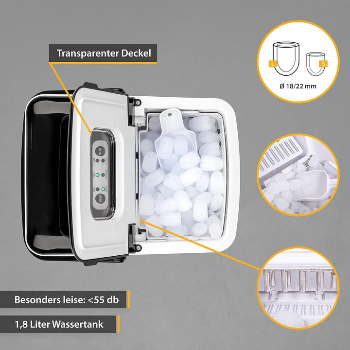 TZS First Austria Eiswürfelmaschine - Edelstahl Ice Cube Maker - 9 Würfel in 7-9 Minuten| Würfel S/L