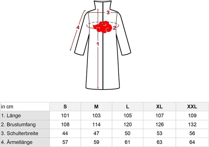 CoolChange Akatsuki Mantel | Itachi Umhang für Cosplay Kostüm | Grösse: XXL, XXL