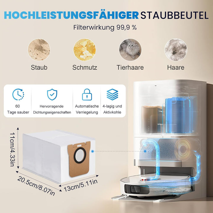 27 Stück Zubehör für Xiaomi X20+ Saugroboter, 2 Hauptbürste, 6 Staubbeutel, 4 Filter, 8 Wischtücher,