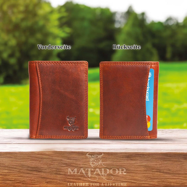 MATADOR Kleines RFID Blocker Portemonnaie Herren Klein Leder | Kleine Geldbörse Herren Slim Wallet m