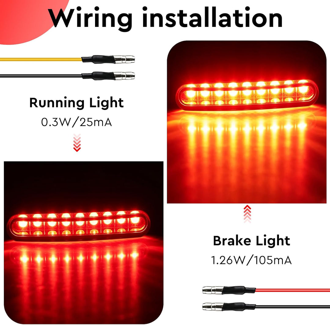 efuturetime Mini LED Motorrad Rücklich mit Bremslicht, 12V, E57 E-geprüft Schwarz, Schwarz