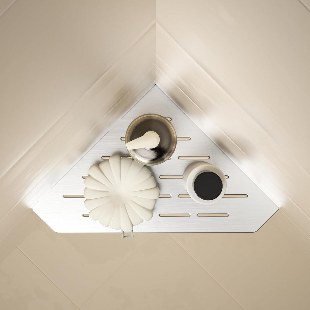 Duschablage Ecke mit 3 mm Stärke, Heavy Duty Eckregal Pentagonal Duschregal Ecke für Dusche,Vertieft