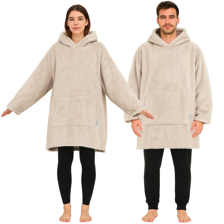 Hoodie Decke mit Ärmeln - Plüsch Sherpa Deckenpullover Oversize Kuscheldecke zum anziehen Kuschelpul