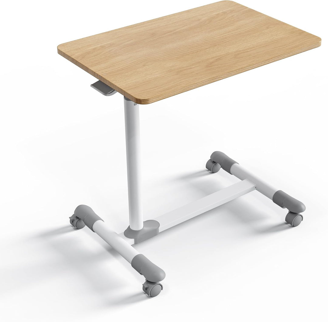 ETHU Betttisch auf Rollen, Ergonomischer Mobiler Pflegetisch 62-77 cm, Höhenverstellbarer Laptoptisc