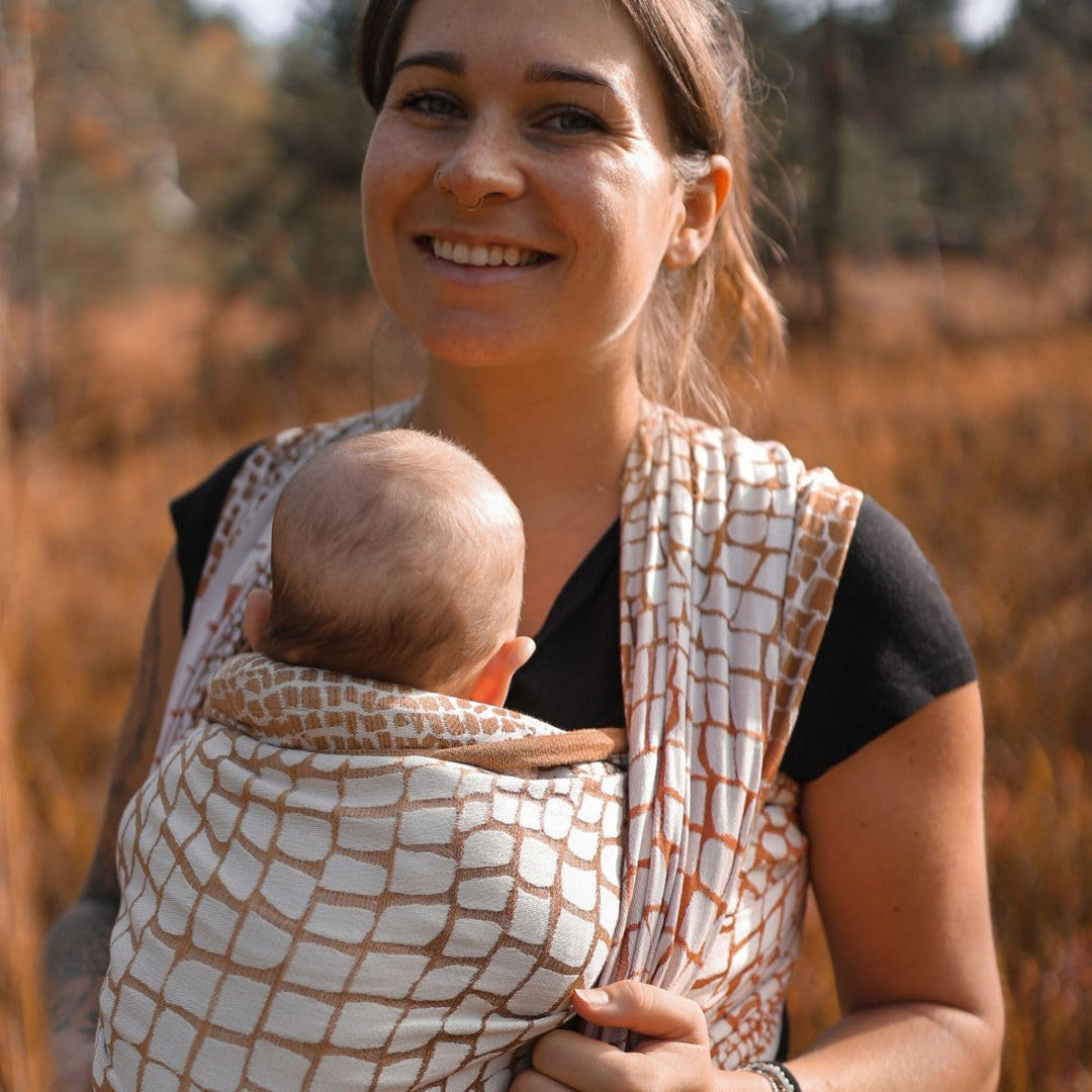Hoppediz Baby-Tragetuch ab Geburt, Neugeboren bis Kleinkind, 100% kbA-Baumwolle (Bio), Darwin creme