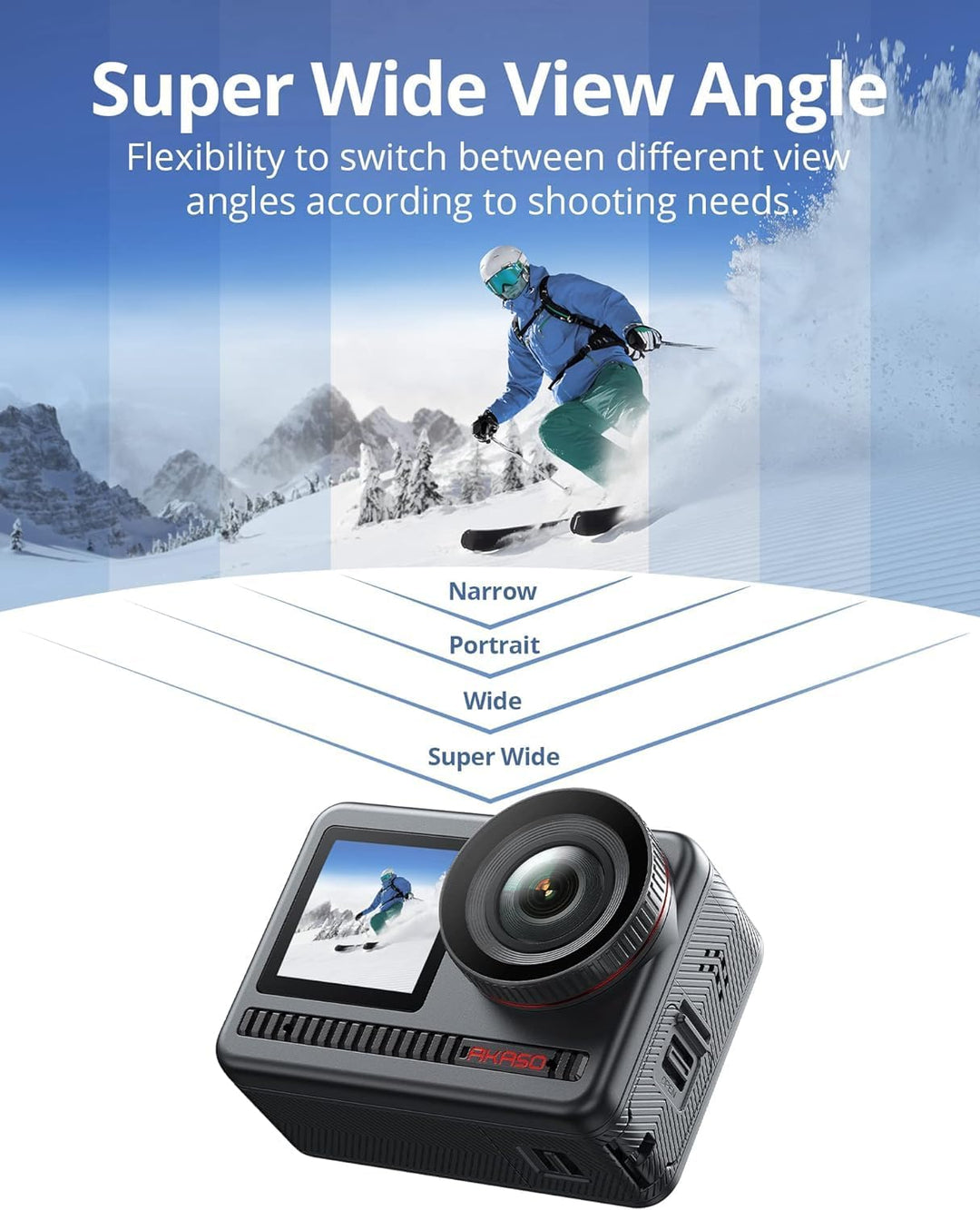 AKASO Action Cam 4K60FPS 48MP WiFi Unterwasserkamera mit SuperSmooth Stabilisierung, Touchscreen, 15