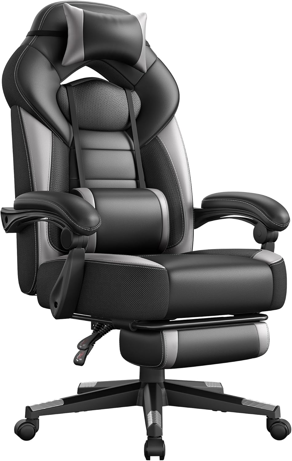 SONGMICS Gaming Stuhl, Bürostuhl mit Fussstütze, Schreibtischstuhl, ergonomisches Design, verstellba