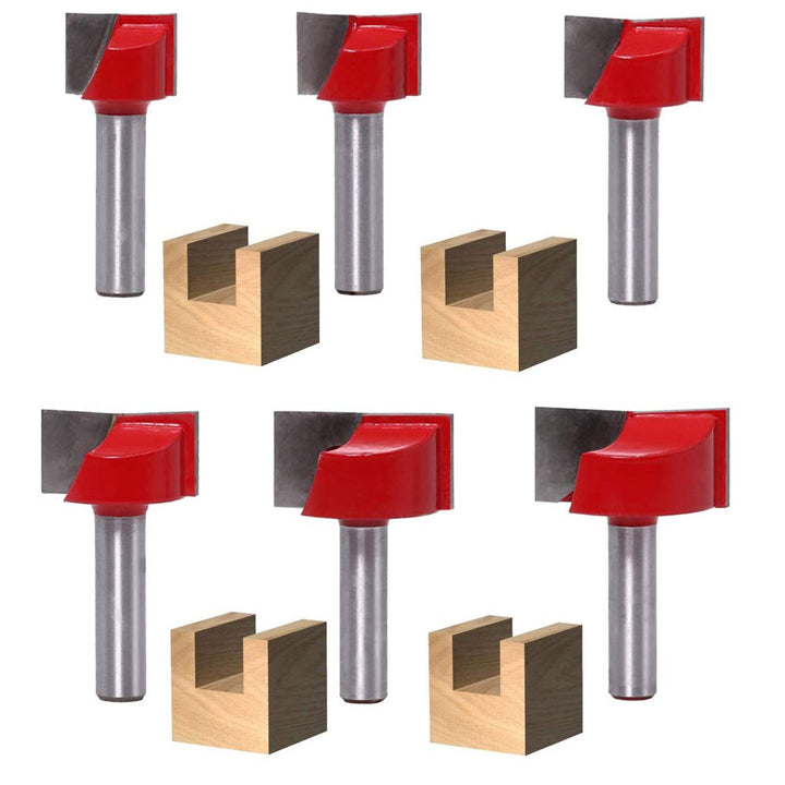 ASNOMY 8mm Schaft Bodenreinigung Fräser Set, 6 Stück Fräser Schaftfräser Holzbearbeitungswerkzeug Bi