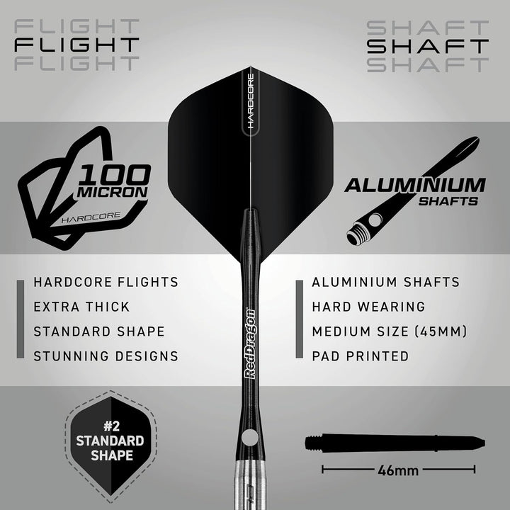RED DRAGON Rat 26g, 28g, 25g, 30g, 32g oder 35g Tungsten Darts mit Flights und Schäfte 26.0 Gramm, 2
