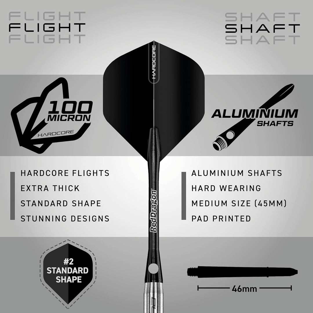 RED DRAGON Rat 26g, 28g, 25g, 30g, 32g oder 35g Tungsten Darts mit Flights und Schäfte 28.0 Gramm, 2