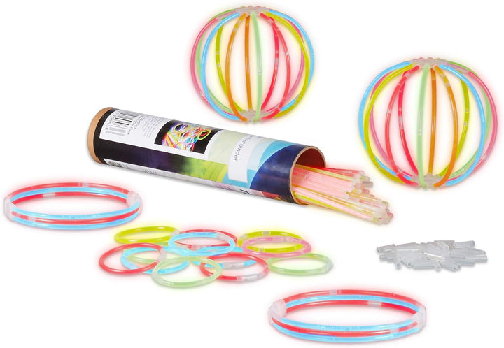 Relaxdays 500 x Knicklichter inklusive 520 x 3D-Verbinder, 8 h Leuchtdauer, Glow Stick, Leuchtstäbe