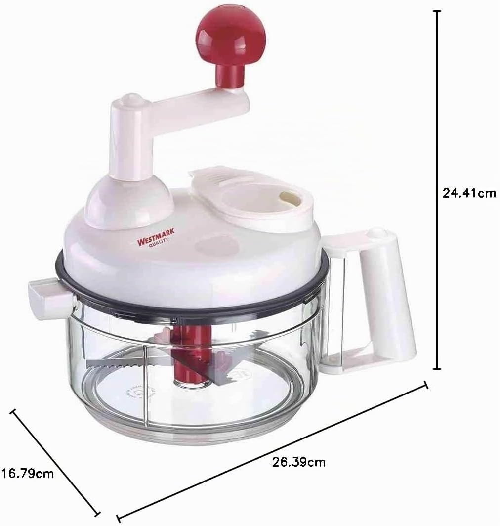 Westmark Manuelle Küchenmaschine, 9 in 1: Hobel, Reibe, Raspel, Schneider, Zitruspresse, Schaumschlä