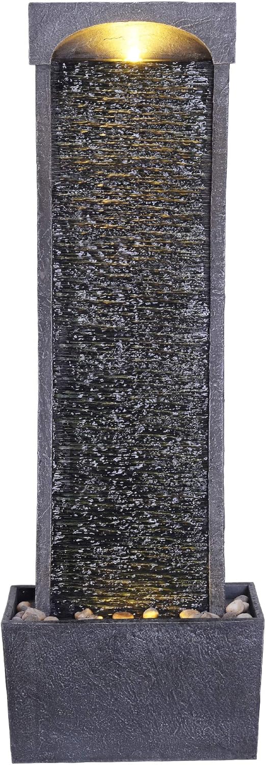 Peaktop - Garten Terrasse Stein 38-Zoll-Brunnen mit gebogen Wasserfall