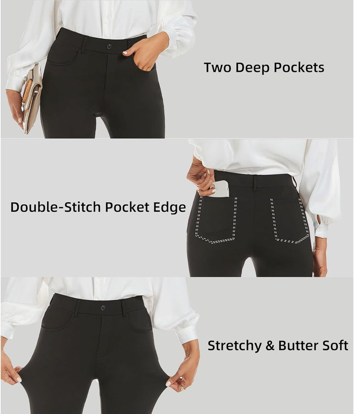 adorence Yoga Hose Damen: Elegante Hose Damen, Stretch Schlaghose Damen mit Hoher Taille, Taschen -