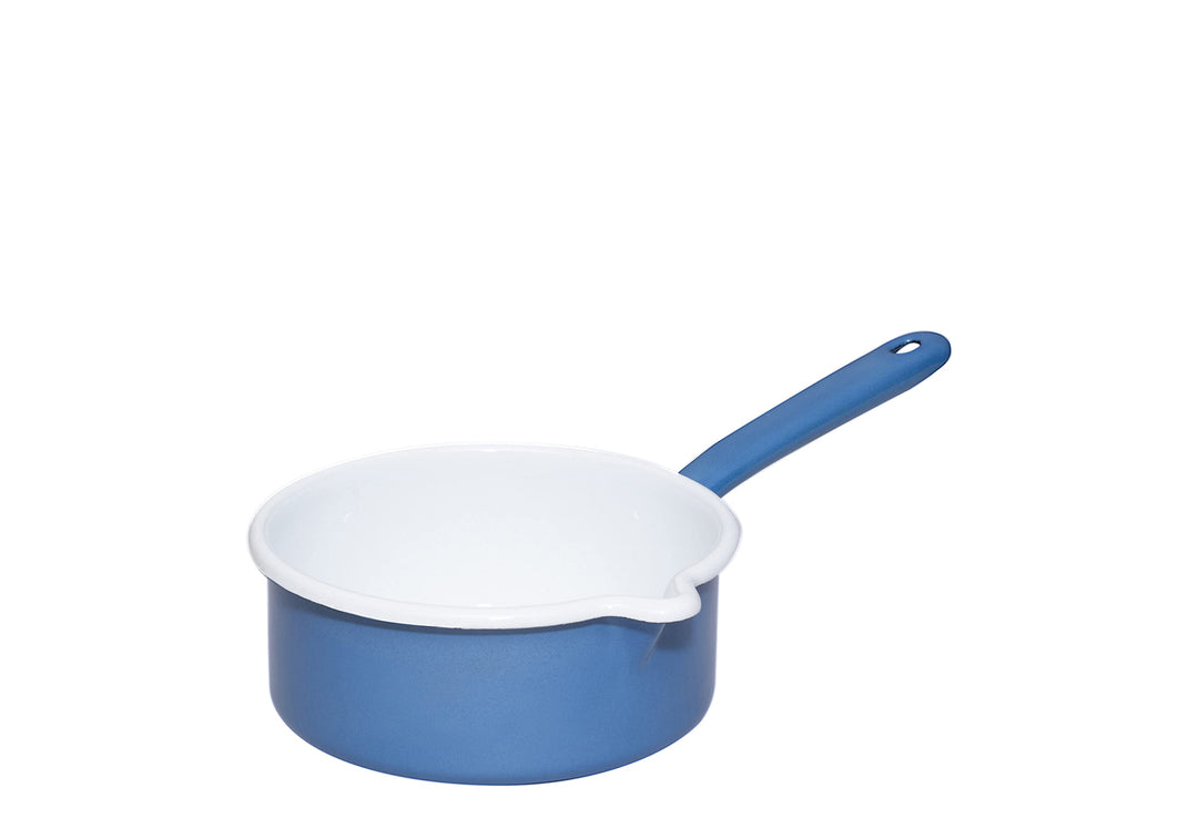 Riess, 0037-129, Stielkasserolle mit grossem Ausguss ø 16cm, NATURE BLUE DARK, Emaille, Vol. (rec.):