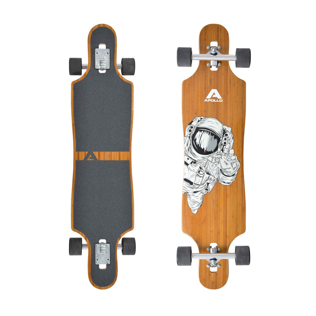 Apollo Longboard, Komplettboard mit Deck aus Bambus &amp; Fiberglas, High-End Board mit ABEC 9 Kugellage