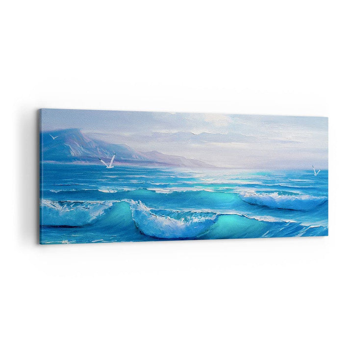 Wandbilder Dekoration Wohnzimmer Meer Welle Möwe Panorama Bilder auf Leinwand 120x50cm Leinwandbild