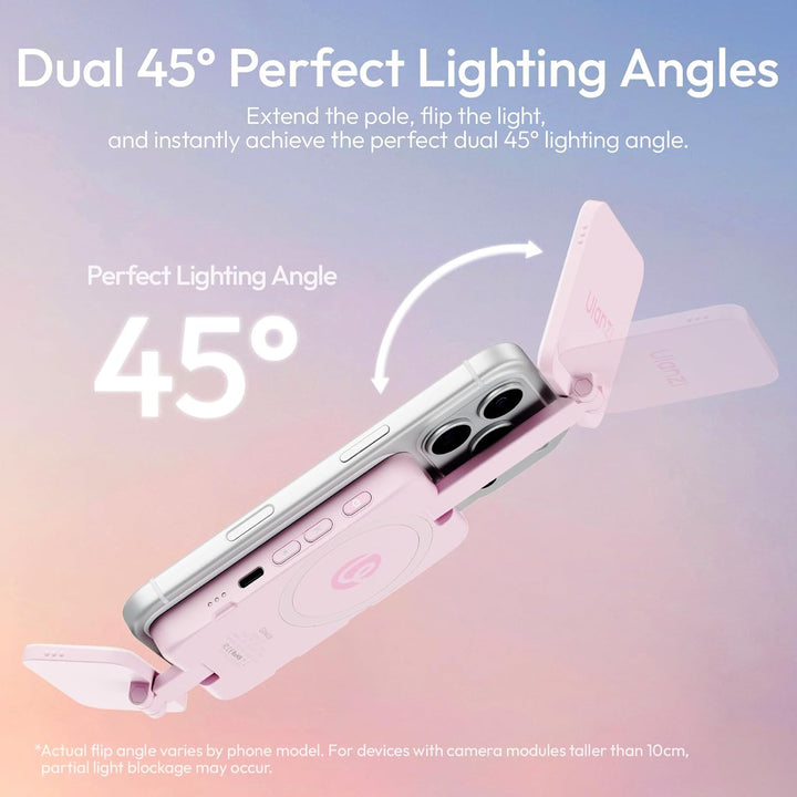 ULANZI GL01 [2026 Aktualisierte] Magnetische Selfie Licht für iPhone, Magnet LED Handy licht mit Zwe