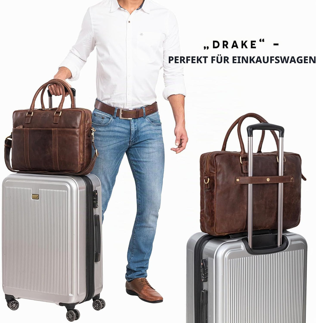STILORD Drake Businesstasche Leder Gross Vintage Aktentasche XL Ledertasche Laptoptasche für Arbeit