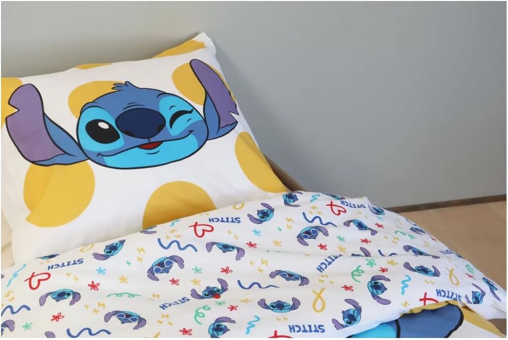 Disney Lilo & Stitch Kinderbett Bettwäsche Set | Bettbezug 100x135 cm mit Kissenbezug 40x60 cm, 100%