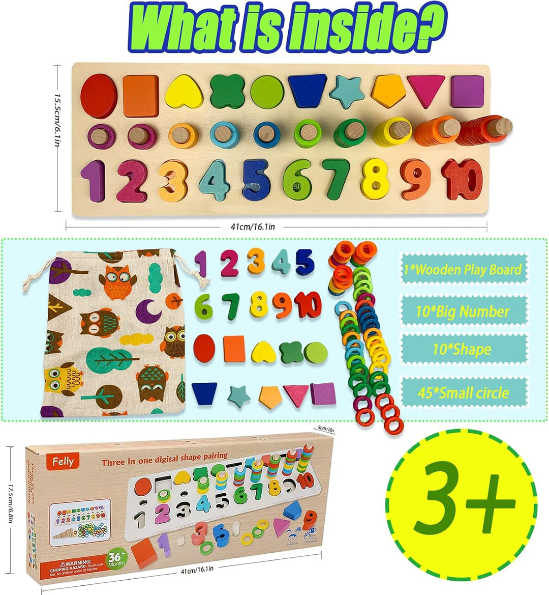 Felly Montessori Spielzeug ab 3 Jahre, 2 in 1 Kinder Lernspielzeug Motorik Spielzeug Puzzles, Puzzle