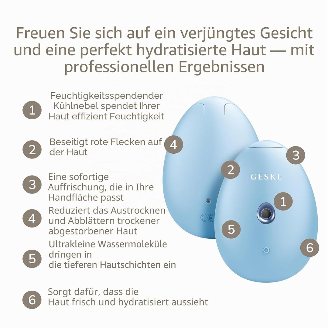 GESKE | SmartAppGuided™ Facial Hydration Refresher | 4 in 1 | Wasserzerstäuber | Gesichtsdampfer | W