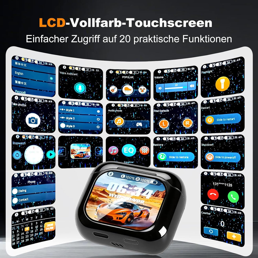 KI Übersetzer Kopfhörer, 159 Sprachen Übersetzungskopfhörer mit Touchscreen & App, Bluetooth 6.0 In