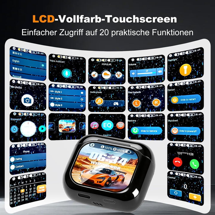 KI Übersetzer Kopfhörer, 159 Sprachen Übersetzungskopfhörer mit Touchscreen & App, Bluetooth 6.0 In