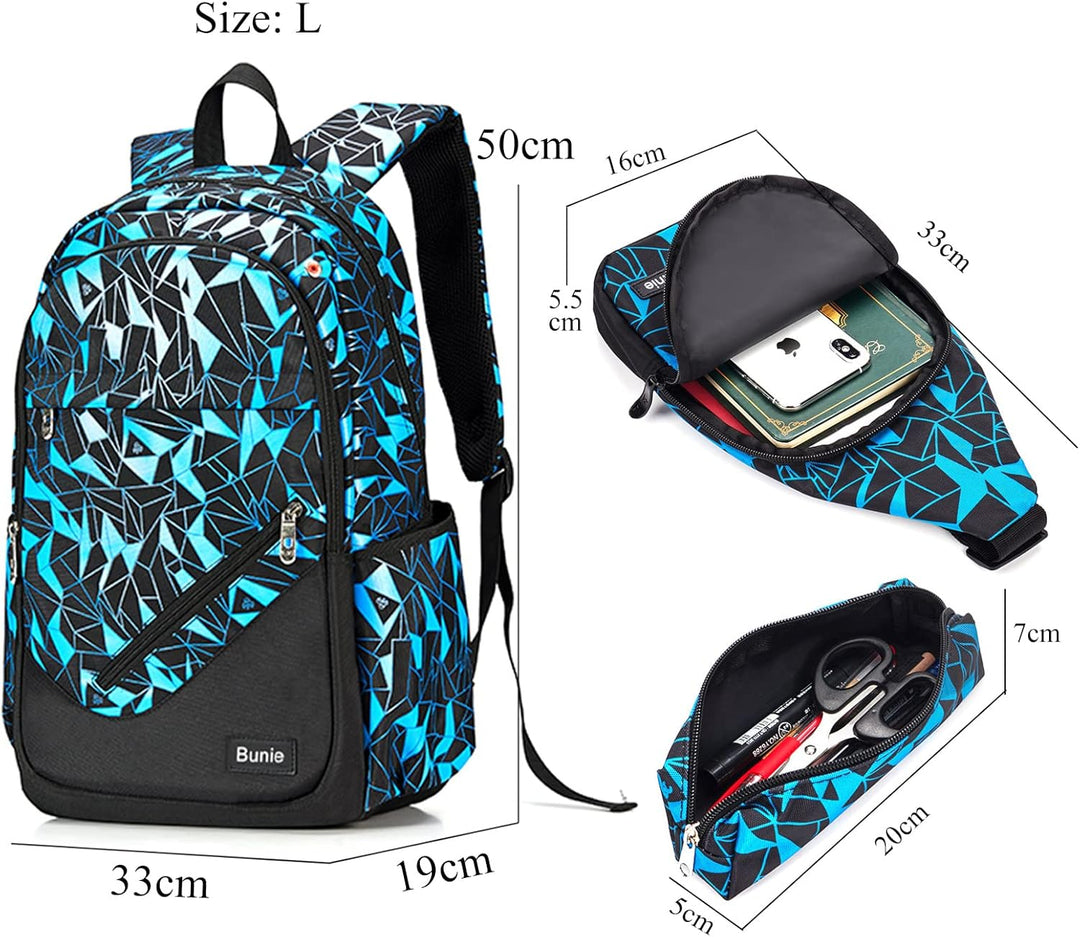 Bunie Schulrucksack Jungen Teenager Kinder Schulranzen Junge Rucksack Mädchen Coole Grosse Kinderruc