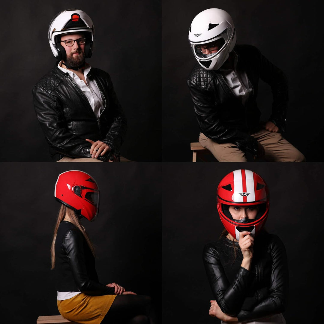Moto Helmets® F19 „Matt White“ · Motorrad-Helm · Klapp-Helm Modular-Helm Flip-up Integral-Helm Motor