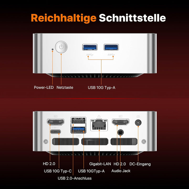 PELADN Mini PC AMD Ryzen 4300U bis zu 3,7 GHz, 8 GB DDR4 RAM, 256 GB SSD, Mini-Computer mit 4K/60Hz