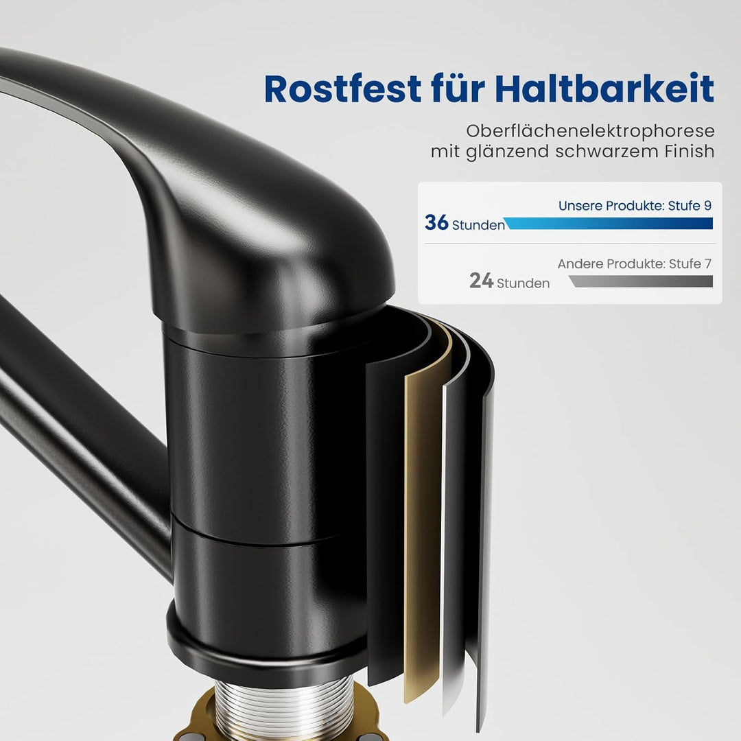 CECIPA Wasserhahn Küche Hochdruck Edelstahl, Küchenarmatur Einhebelmischer, Armatur küche 360° Drehb