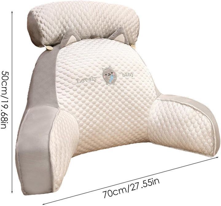 Backrest Cushion with Armrests, Ice Silk Cute Reading Pillow, Reading Cushion for Bed, Back Cushion