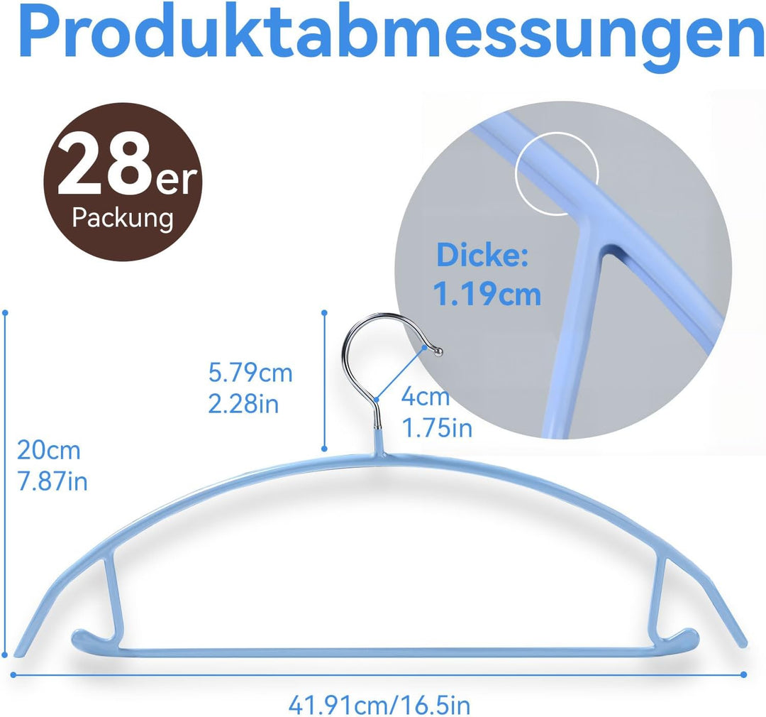 MOPUP Kleiderbügel, 28er-Pack, Pulloverbügel ohne Schulterwulst, 42 cm breite, robuste Kleiderbügel