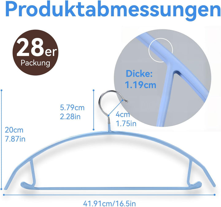 MOPUP Kleiderbügel, 28er-Pack, Pulloverbügel ohne Schulterwulst, 42 cm breite, robuste Kleiderbügel