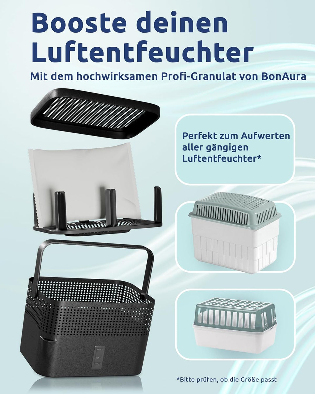 BonAura® AirOne Max Luftentfeuchter Nachfüllpack I 2er Set 980g Luftentfeuchter Granulat I Entfeucht