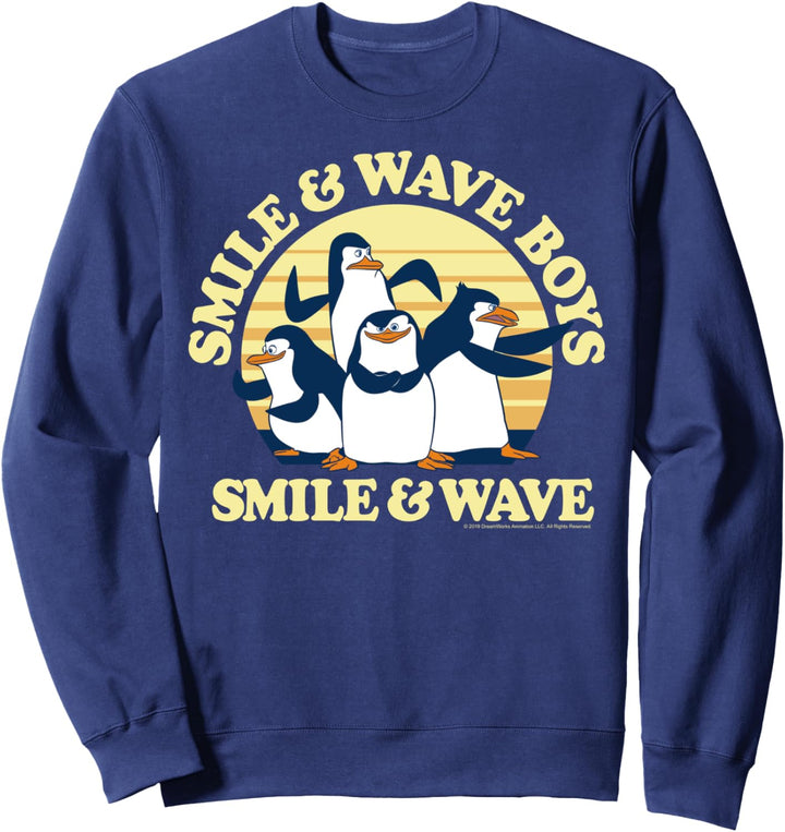Madagascar Penguins Smile And Wave Sunset Text Poster Sweatshirt