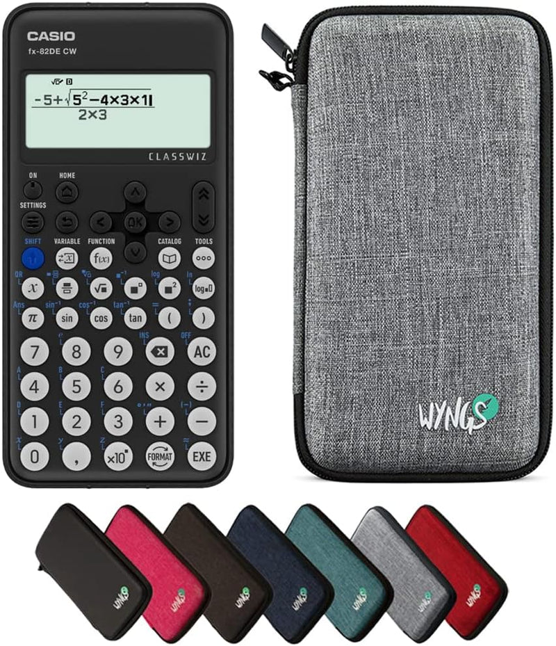 CALCUSO Sparpaket: Casio FX-82DE CW ClassWiz technisch-wissenschaftlicher Schulrechner + WYNGS Schut