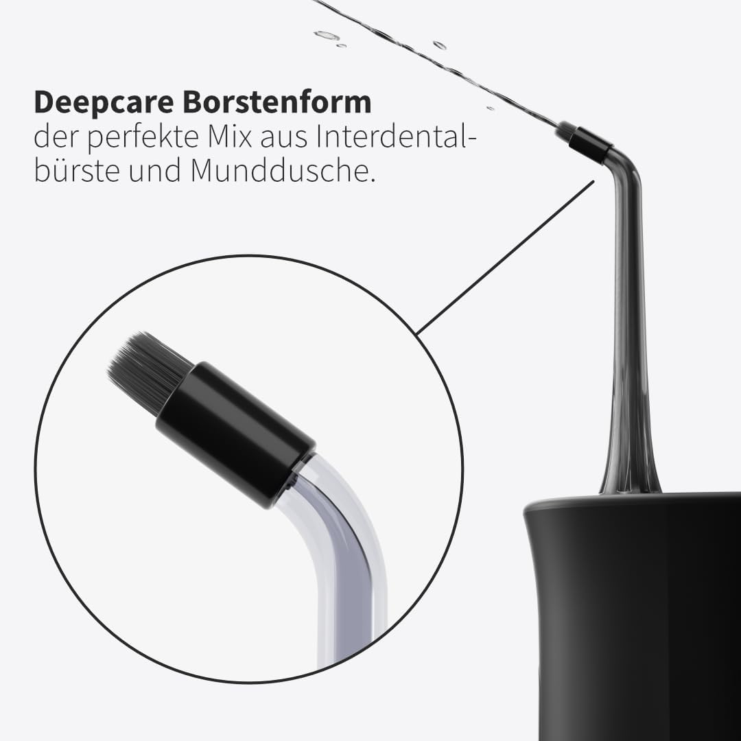 Zahnheld® Ersatzdüsen Deep Care für Munddusche Aquadent Zubehör - 6x Deep Care - Schwarz, Zubehör -