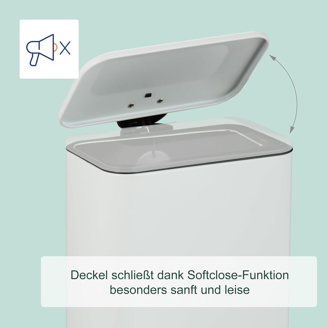 Relaxdays Mülleimer Bad, 5 l, Kosmetikeimer mit Soft-Close, in Matter Optik, entnehmbarer Inneneimer
